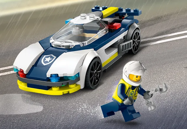 Urmarire cu masina de politie si masina puternica, +6 ani, 60415, Lego City